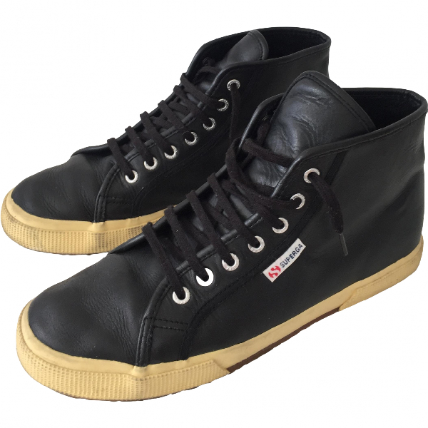superga black leather trainers