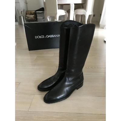 Pre-owned Dolce & Gabbana Black Leather Boots