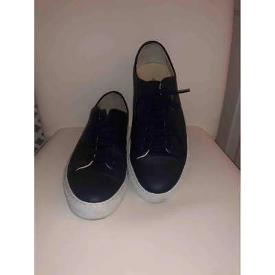 Pre-owned Axel Arigato Leather Low Trainers In Navy