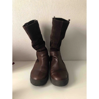 Pre-owned Fendi Leather Boots In Brown