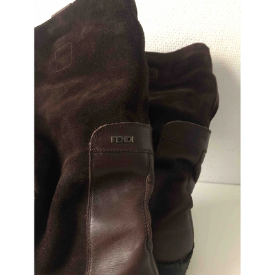 Pre-owned Fendi Leather Boots In Brown