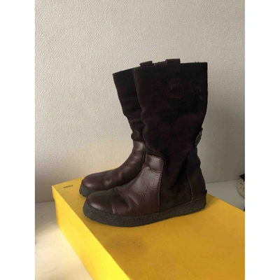 Pre-owned Fendi Leather Boots In Brown