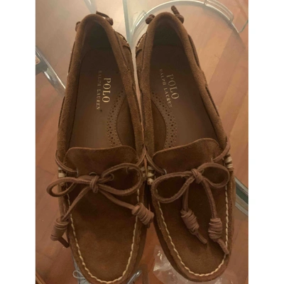 Pre-owned Polo Ralph Lauren Brown Suede Flats