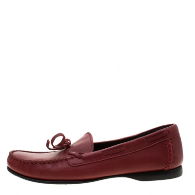 Pre-owned Bottega Veneta Burgundy Leather Flats