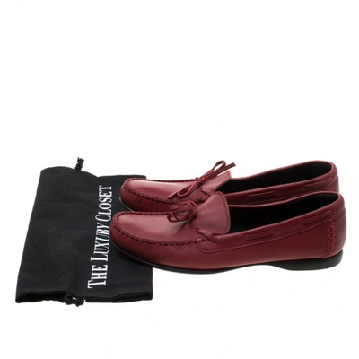 Pre-owned Bottega Veneta Burgundy Leather Flats