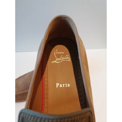 Pre-owned Christian Louboutin Beige Suede Flats