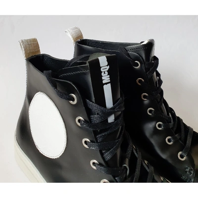 Pre-owned Mcq By Alexander Mcqueen Leather High Trainers In Black