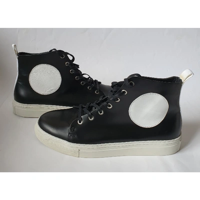 Pre-owned Mcq By Alexander Mcqueen Leather High Trainers In Black