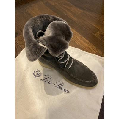 Pre-owned Loro Piana Grey Suede Boots