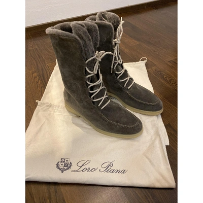 Pre-owned Loro Piana Grey Suede Boots