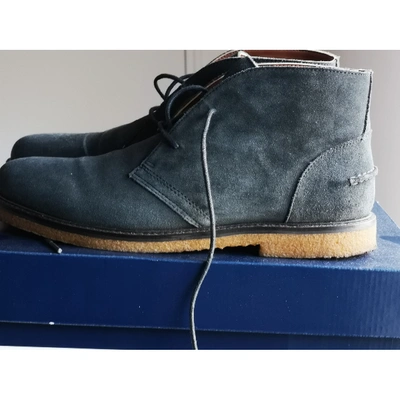 Pre-owned Ralph Lauren Blue Leather Boots