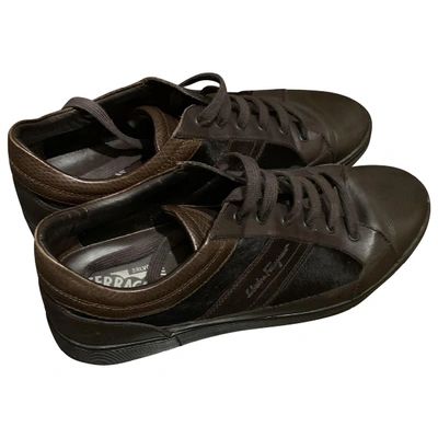 Pre-owned Ferragamo Brown Leather Trainers