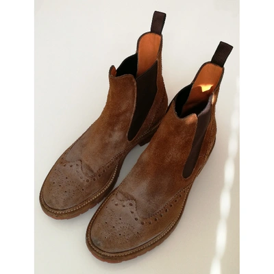 Pre-owned Santoni Brown Suede Boots