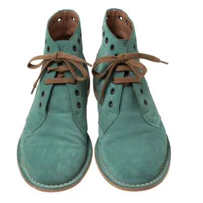 Pre-owned Bottega Veneta Green Suede Boots
