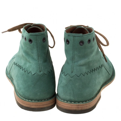 Pre-owned Bottega Veneta Green Suede Boots