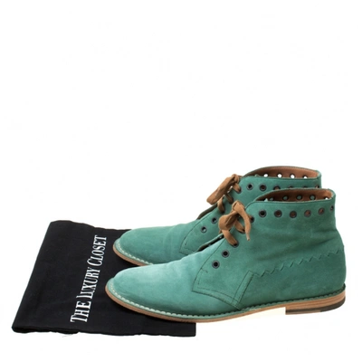 Pre-owned Bottega Veneta Green Suede Boots