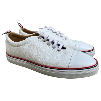 Pre-owned Thom Browne Leather Low Trainers In White