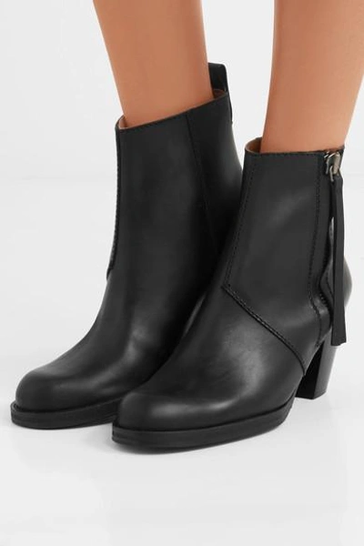 Acne Studios The Pistol Leather Ankle Boots In Stacked Heel Boots | ModeSens