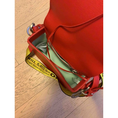 Pre-owned Off-white Binder Patent Leather Crossbody Bag In Red