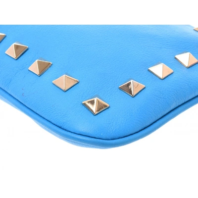 Pre-owned Valentino Garavani Rockstud Blue Leather Clutch Bag
