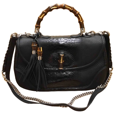 Pre-owned Gucci Bamboo Black Crocodile Handbag