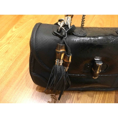 Pre-owned Gucci Bamboo Black Crocodile Handbag