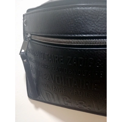 Pre-owned Zadig & Voltaire Daily Leather Clutch Bag In Black