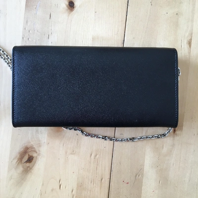 Pre-owned Fendi Leather Clutch Bag In Black