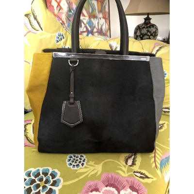 Pre-owned Fendi 2jours Black Pony-style Calfskin Handbag