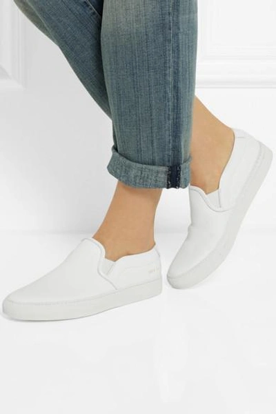 Shop Common Projects Leather Slip-on Sneakers In White