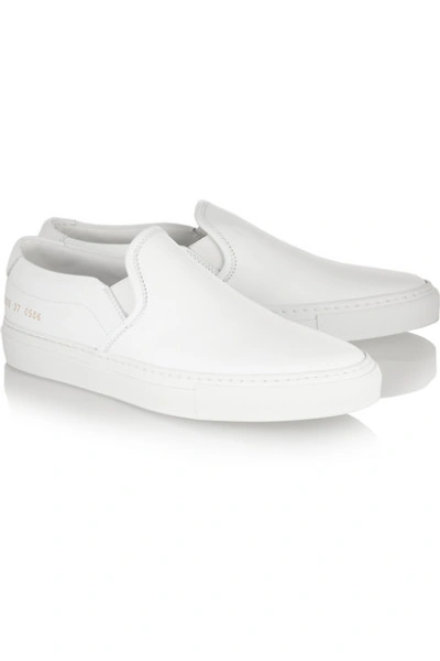 Shop Common Projects Leather Slip-on Sneakers In White