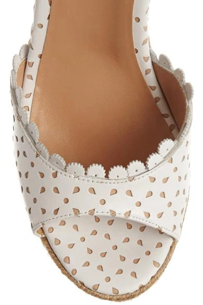 Shop Tabitha Simmons Harp Perforated Leather Wedge Sandals In White