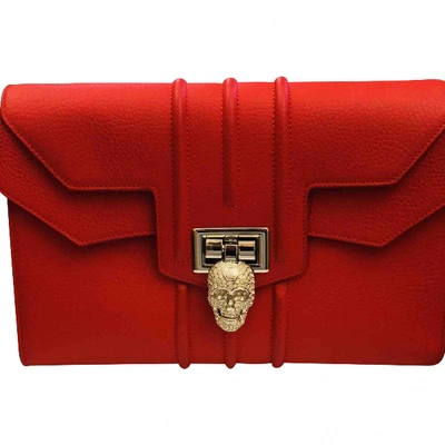 Pre-owned Philipp Plein Leather Clutch Bag In Red