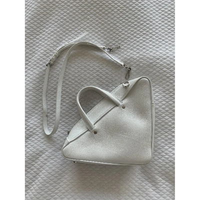 Pre-owned Balenciaga Triangle Leather Crossbody Bag In White