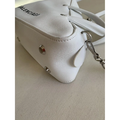 Pre-owned Balenciaga Triangle Leather Crossbody Bag In White