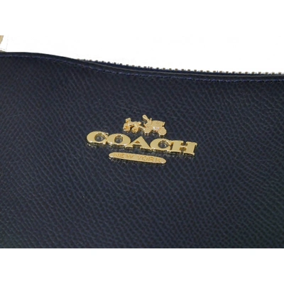 Pre-owned Coach Crossgrain Kitt Carry All  Leather Handbag In Navy