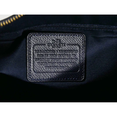 Pre-owned Coach Crossgrain Kitt Carry All  Leather Handbag In Navy