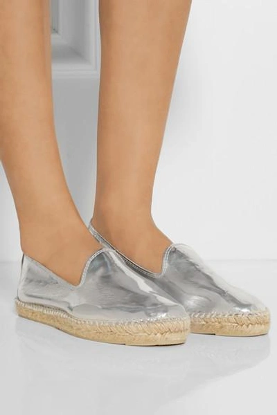 Shop Manebi Los Angeles Mirrored Coated Canvas Espadrilles In Silver