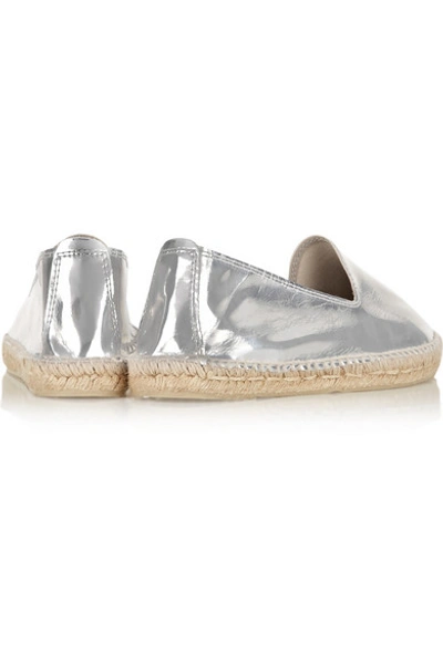 Shop Manebi Los Angeles Mirrored Coated Canvas Espadrilles In Silver