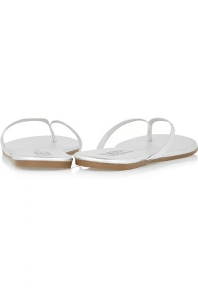 Shop Tkees Lily Metallic Leather Flip Flops In Silver