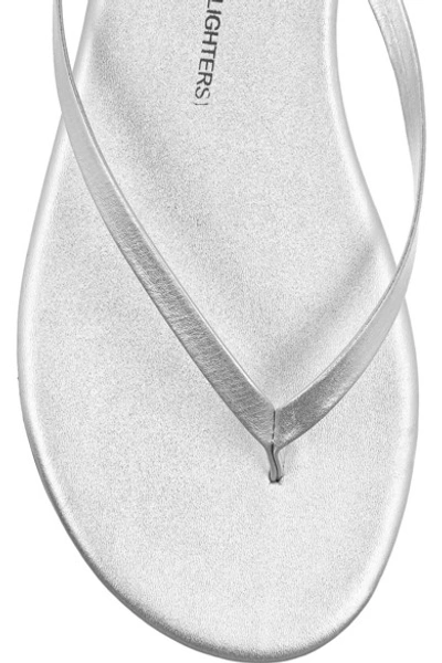 Shop Tkees Lily Metallic Leather Flip Flops In Silver