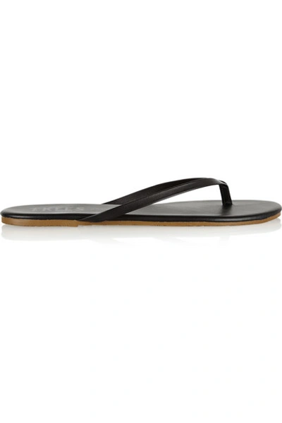 Shop Tkees Lily Matte-leather Flip Flops In Black