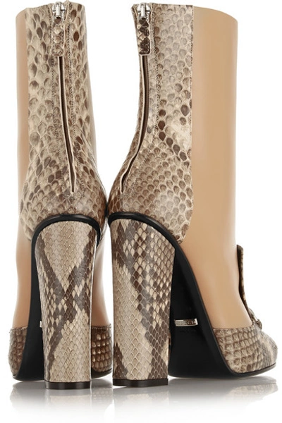 Shop Gucci Horsebit-detailed Python And Leather Ankle Boots In Animal Print