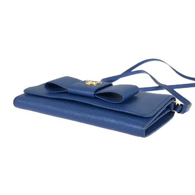 Pre-owned Prada Blue Leather Clutch Bag