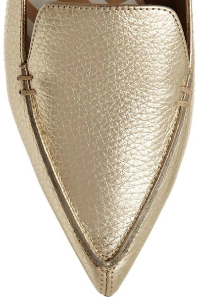 Shop Nicholas Kirkwood Metallic Textured-leather Point-toe Flats In Gold