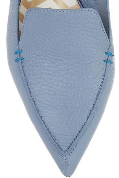 Shop Nicholas Kirkwood Textured-leather Point-toe Flats In Blue