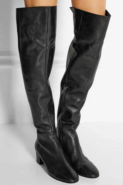Shop Gianvito Rossi - Leather Over-the-knee Boots - Black