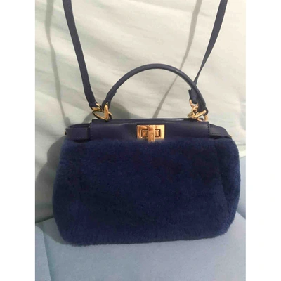 Pre-owned Fendi Peekaboo Blue Mongolian Lamb Handbag