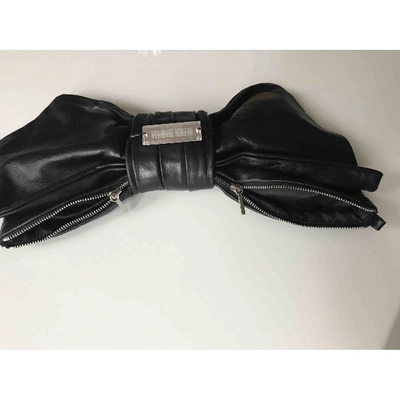 Pre-owned Alexis Mabille Leather Clutch Bag In Black