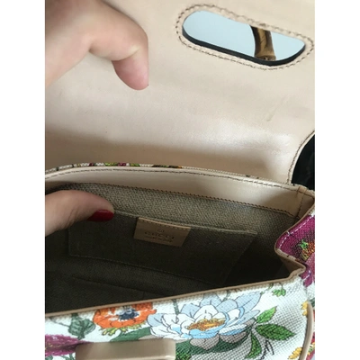 Pre-owned Gucci Bamboo Beige Cotton Handbags